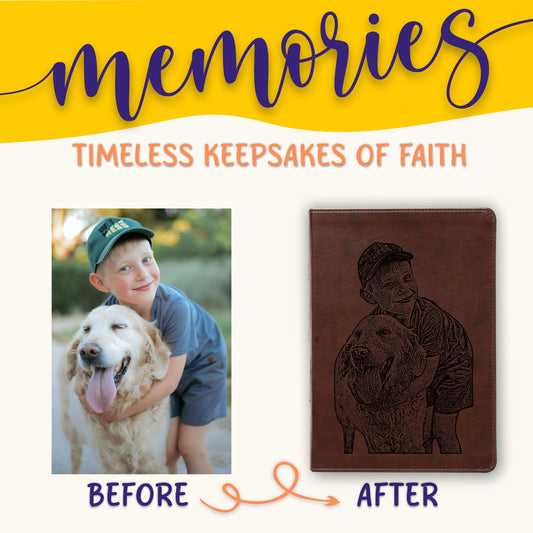 Personalized ESV Wide Margin Reference Bible, Your Photo Engraved Cover, Custom Engraved Bible, Wide-Margins, Baptism Gifts, Christian Gifts