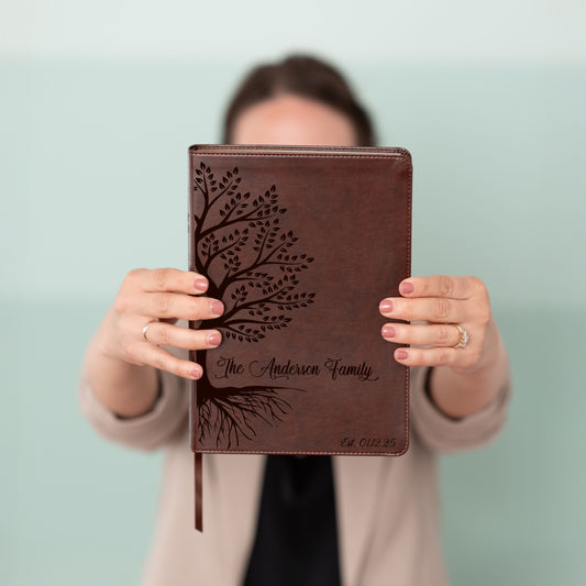 Personalized Family Tree Bible, Custom Engraved ESV Wide-Margin Reference Bible, Wedding Gifts, Christian Gifts, Family Bible for Wedding