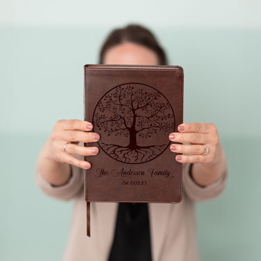 Personalized Family Tree Bible, Custom Engraved ESV Wide-Margin Reference Bible, Wedding Gifts, Christian Gifts, Family Bible for Wedding