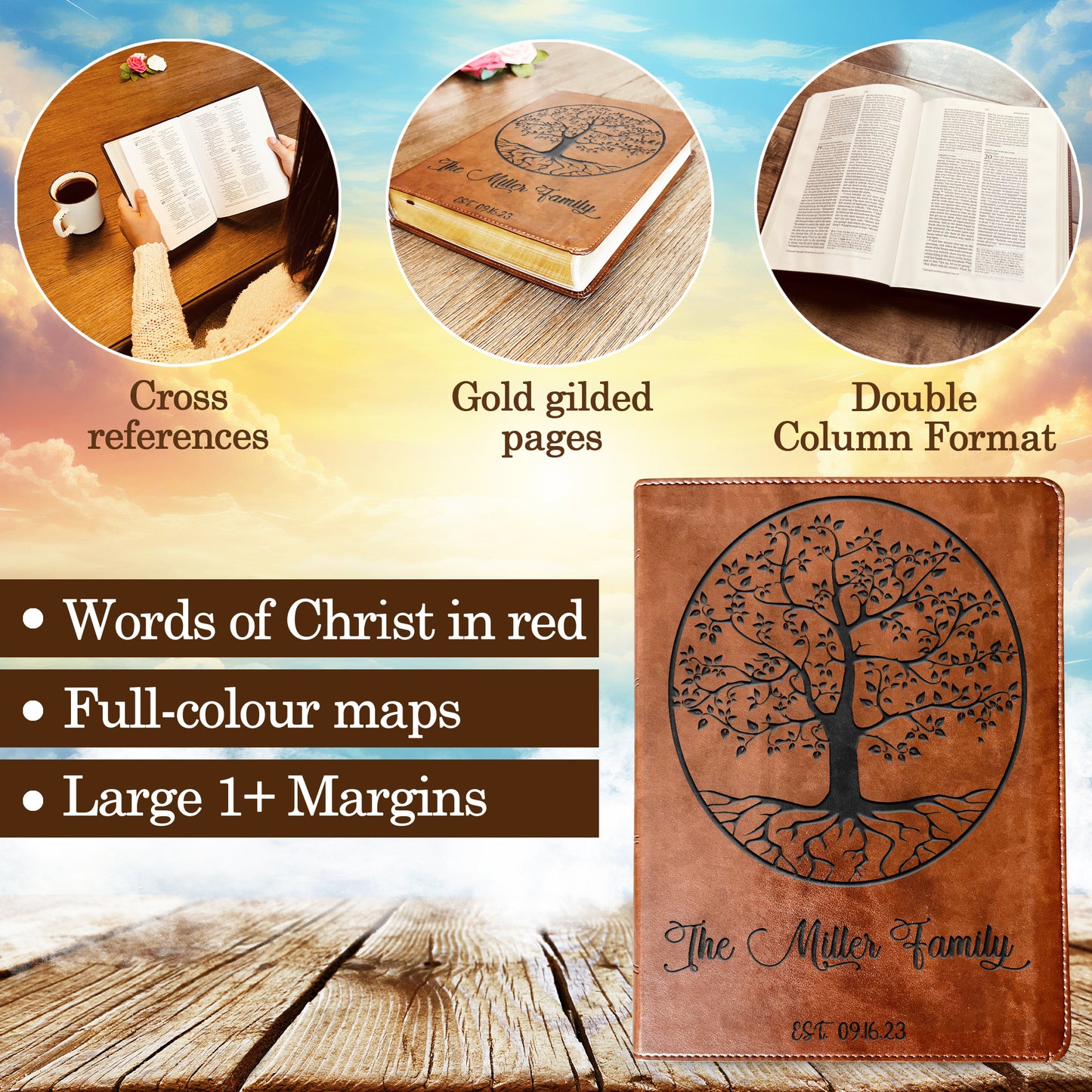 Personalized Family Bible | Custom ESV Family Bible | Engraved Family Bible Wedding Bible Christian Gifts Family Tree Bible for Wedding - Aylev
