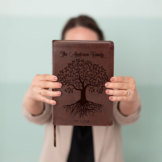 Personalized Family Tree Bible, Custom Engraved ESV Wide-Margin Reference Bible, Wedding Gifts, Christian Gifts, Family Bible for Wedding