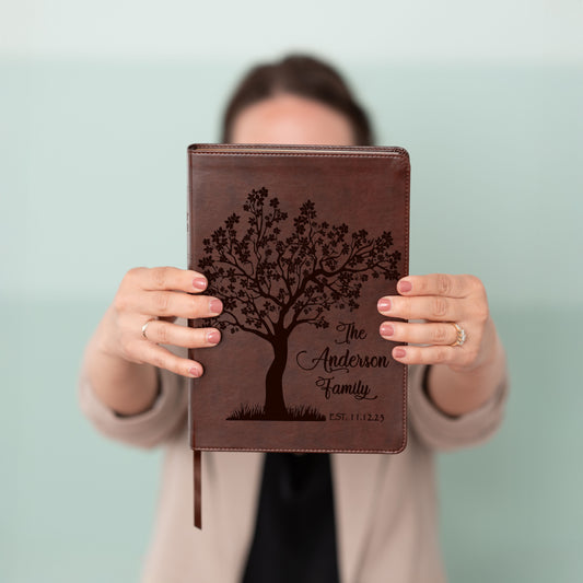 Personalized Family Tree Bible, Custom Engraved ESV Wide-Margin Reference Bible, Wedding Gifts, Christian Gifts, Family Bible for Wedding