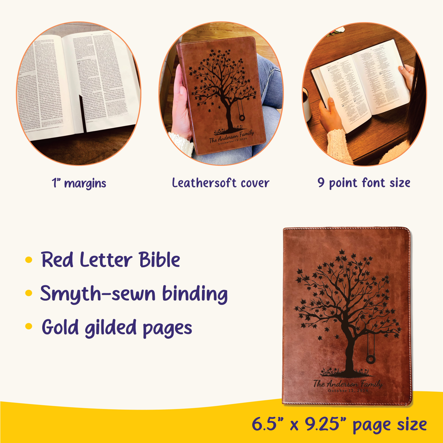 Personalized Family Bible, Custom ESV Family Tree Cross-References Bible, Engraved Bible, Wedding Bible, Christian Gifts Family Tree Bible