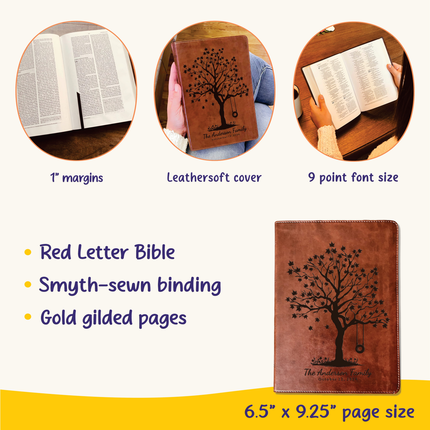 Personalized Family Bible, Custom ESV Family Tree Cross-References Bible, Engraved Bible, Wedding Bible, Christian Gifts Family Tree Bible