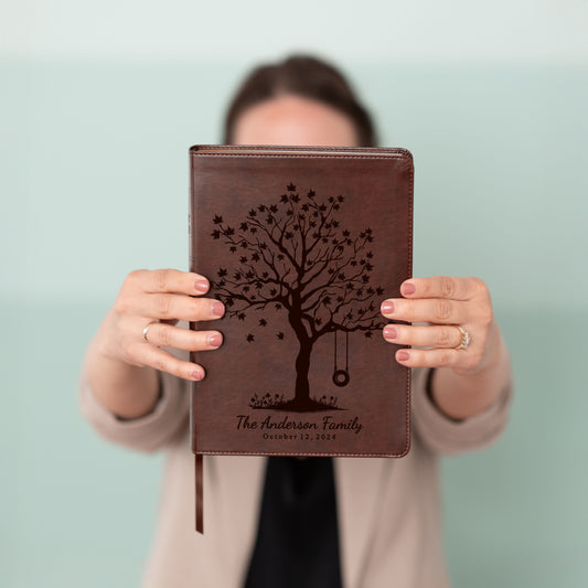 Personalized Family Tree Bible, Custom Engraved ESV Wide-Margin Reference Bible, Wedding Gifts, Christian Gifts, Family Bible for Wedding