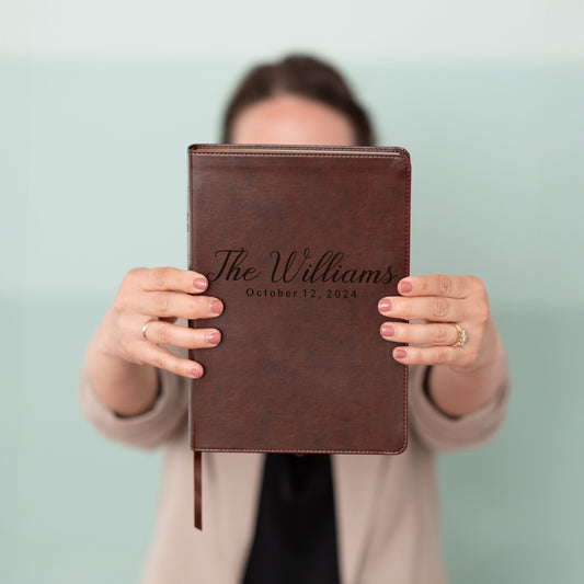 Personalized Family Bible, Custom Engraved ESV Family Wide-Margin Reference Bible, Wedding Gifts, Christian Gifts, Family Bible for Wedding