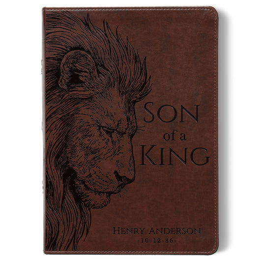 Personalized ESV Wide Margin Bible, Son of a King Lion Design, Custom Engraved Name, Christian Gift, Baptism Gift, Bible Gift for Him - Aylev