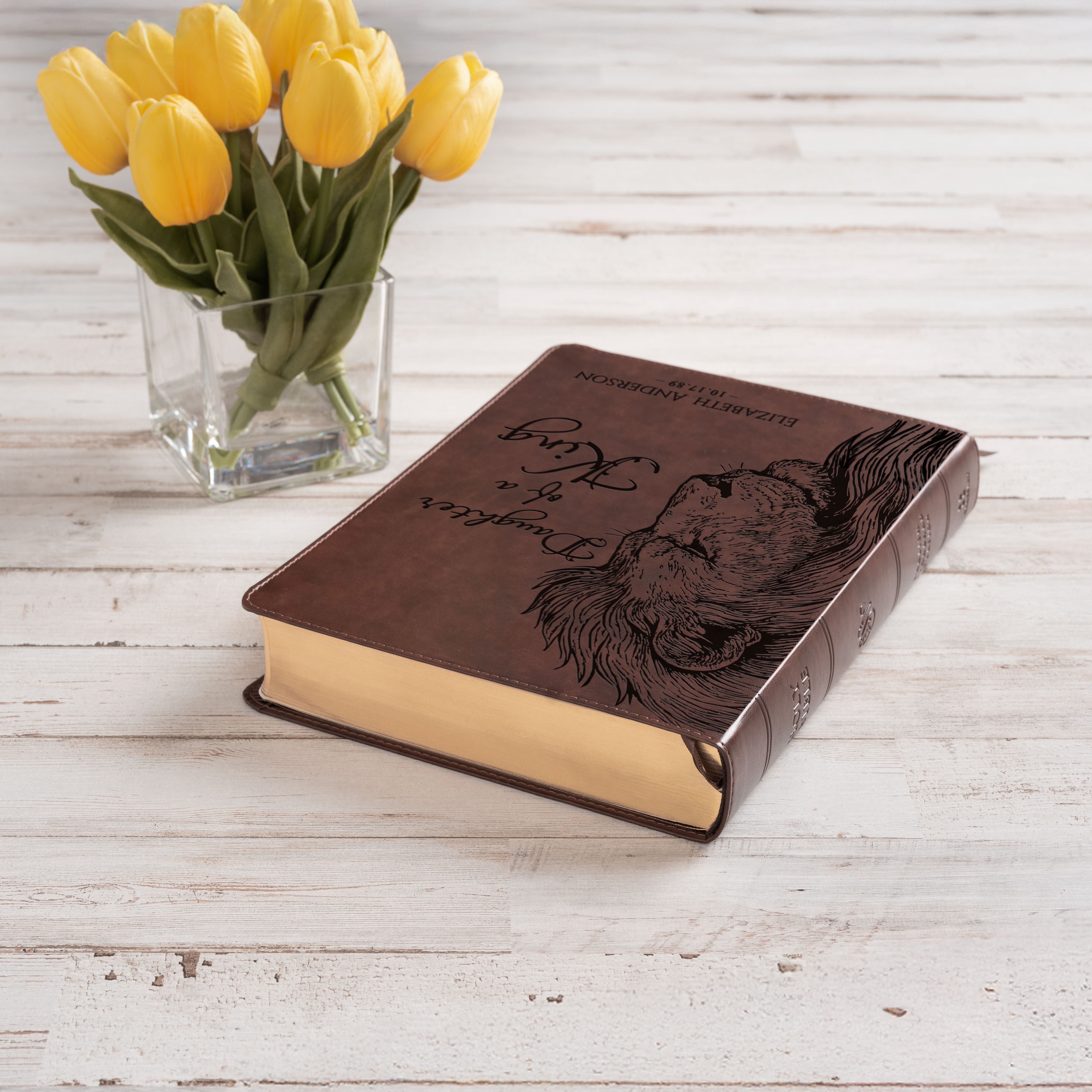 Personalized ESV Wide-Margin Bible, Daughter of a King Lion Design, Custom Engraved Name, Christian Gift, Baptism Gift, Bible Gift for Her