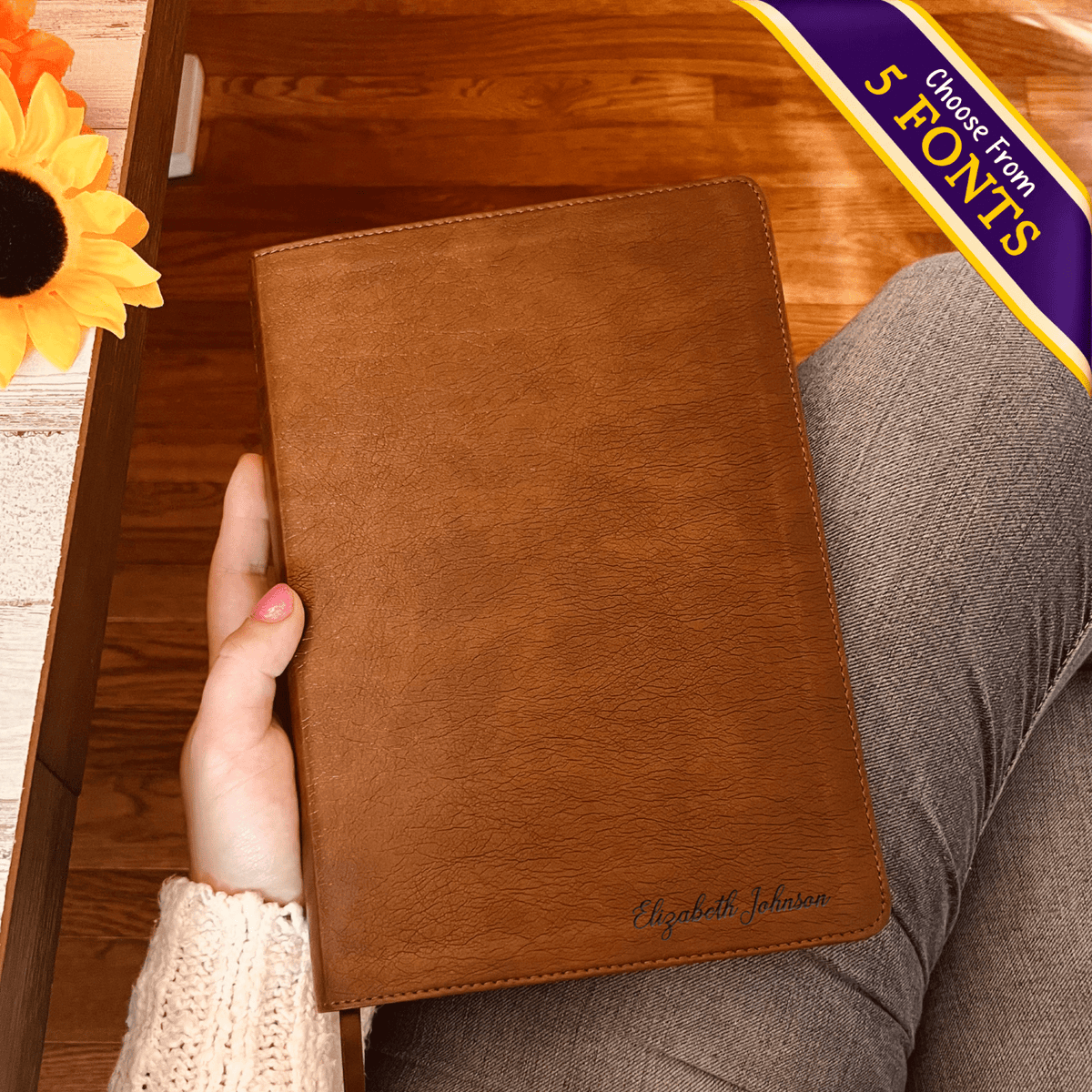 Personalized NLT Bible with Name Engraved, NLT Large Print Holy Bible, Custom Bible Engraved Name, New Living Translation Christian Gifts - Religious Books - Aylev