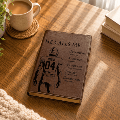 Personalized NLT Large Print Bible, Custom Engraved Acrostic Name with Verse Reference, Christian Sports Gift for Football Players - Religious Books - Aylev
