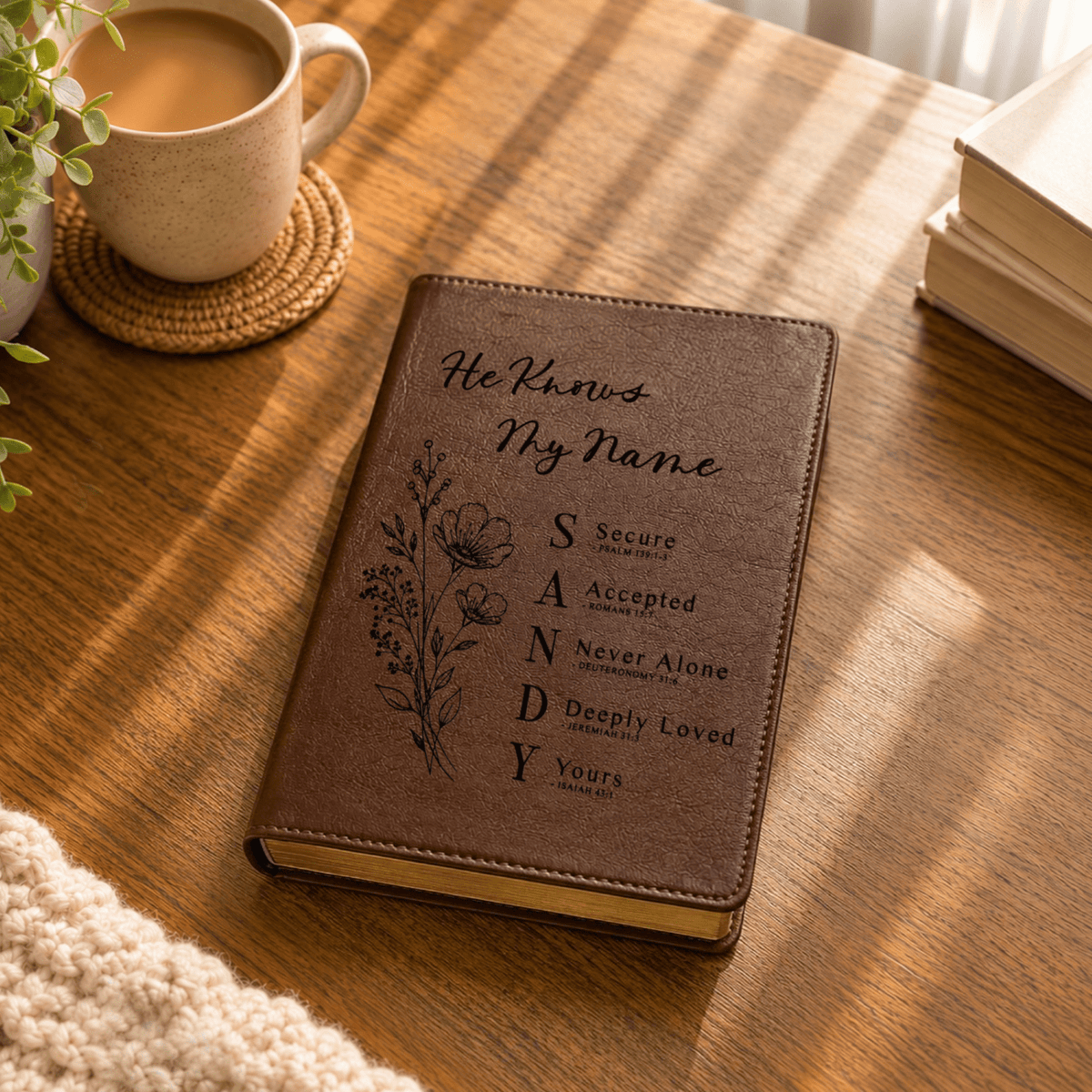 Personalized NLT Large Print Bible, Red Letter, Custom Engraved Acrostic Name with Verse Reference, Floral Design, Gift for Her - Religious Books - Aylev
