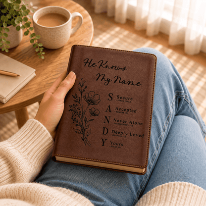 Personalized NLT Large Print Bible, Red Letter, Custom Engraved Acrostic Name with Verse Reference, Floral Design, Gift for Her - Religious Books - Aylev