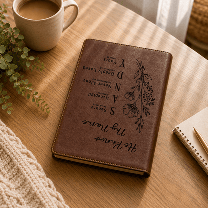 Personalized NLT Large Print Bible, Red Letter, Custom Engraved Acrostic Name with Verse Reference, Floral Design, Gift for Her - Religious Books - Aylev
