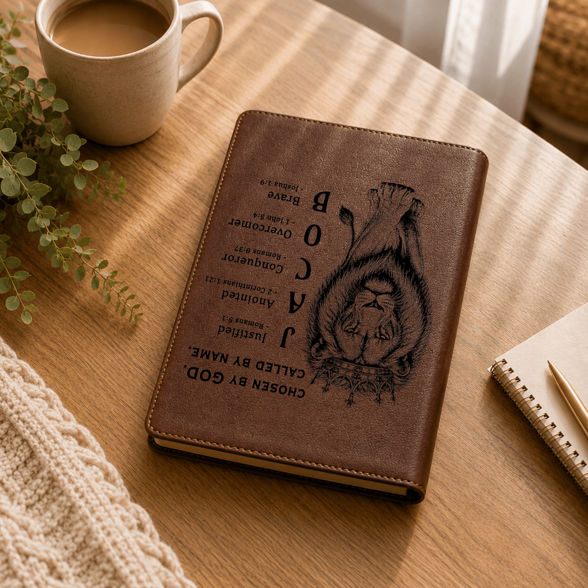 Personalized NLT Large Print Bible, Custom Engraved Acrostic Name with Verse Reference, Lion Design, Gift for Him - Religious Books - Aylev