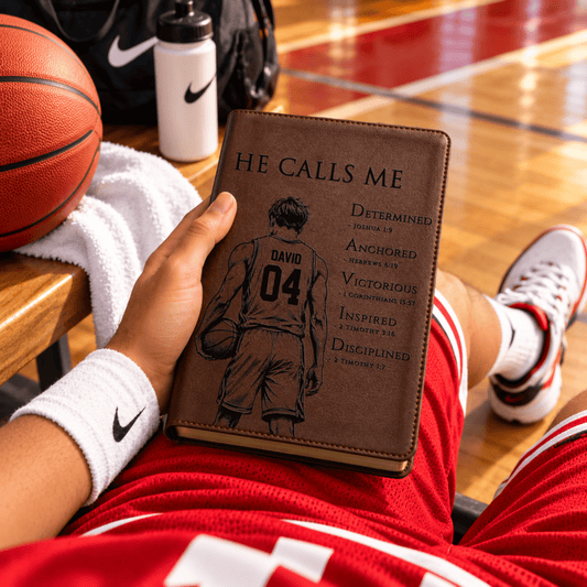 Personalized NLT Large Print Bible, Custom Engraved Acrostic Name with Verse Reference, Christian Sports Gift for Basketball Players - Religious Books - Aylev