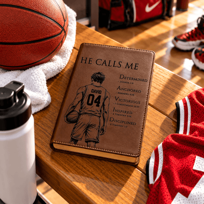Personalized NLT Large Print Bible, Custom Engraved Acrostic Name with Verse Reference, Christian Sports Gift for Basketball Players - Religious Books - Aylev