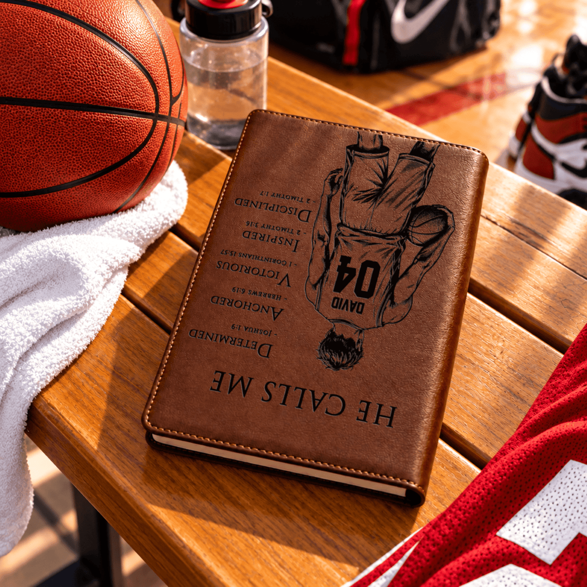 Personalized NLT Large Print Bible, Custom Engraved Acrostic Name with Verse Reference, Christian Sports Gift for Basketball Players - Religious Books - Aylev
