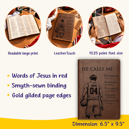 Personalized NLT Large Print Bible, Custom Engraved Acrostic Name with Verse Reference, Christian Sports Gift for Basketball Players - Religious Books - Aylev