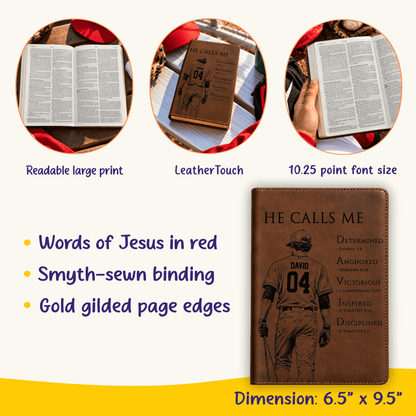 Personalized NLT Large Print Bible, Custom Engraved Acrostic Name with Verse Reference, Christian Sports Gift for Baseball Players - Religious Books - Aylev
