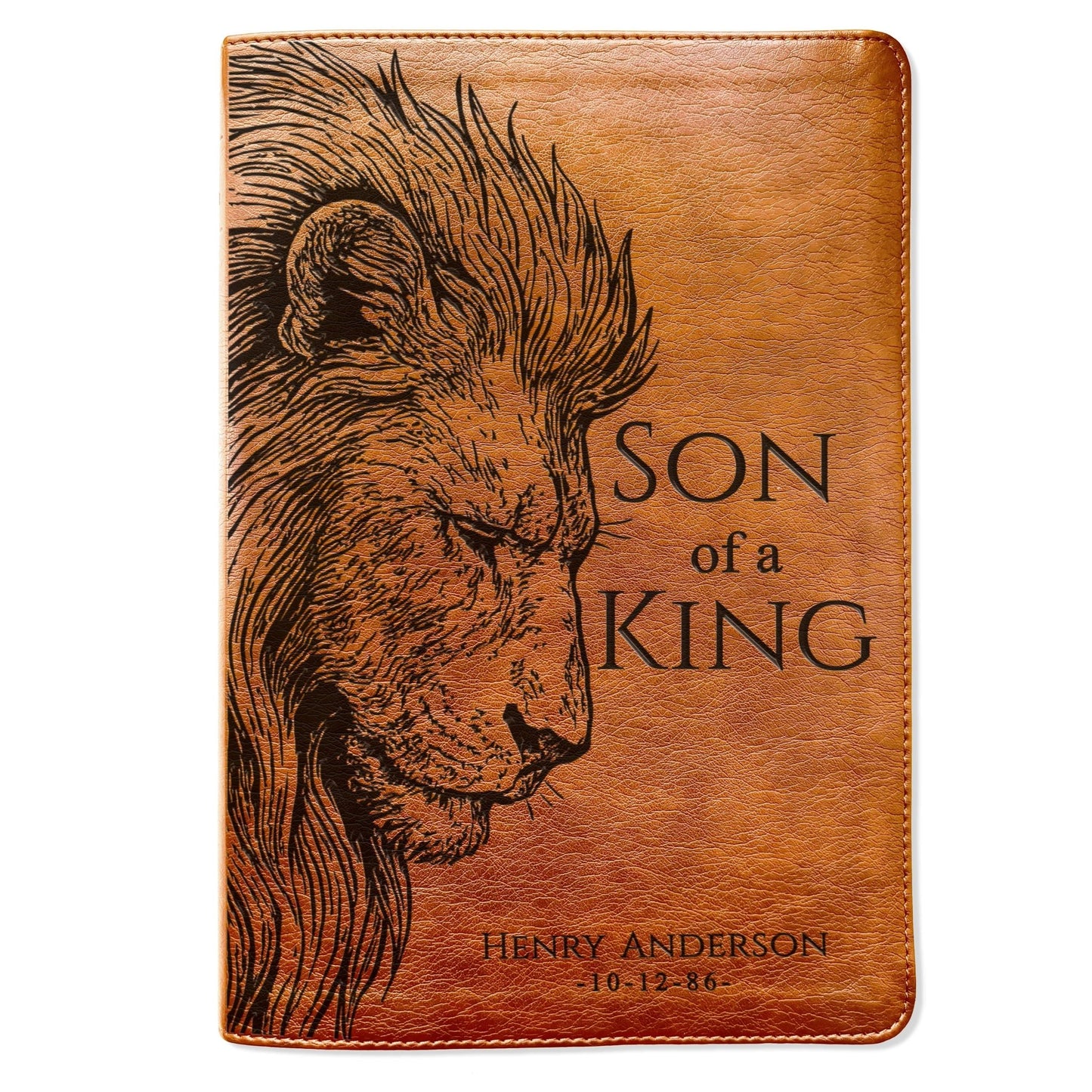 Personalized NLT Large Print Bible, Son of a King Lion Design, Custom Engraved Name, Christian Gift, Baptism Gift, Bible Gift for Him - Religious Books - Aylev