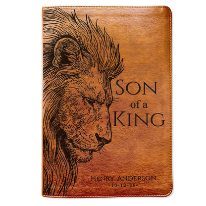 Personalized NLT Large Print Bible, Son of a King Lion Design, Custom Engraved Name, Christian Gift, Baptism Gift, Bible Gift for Him - Religious Books - Aylev