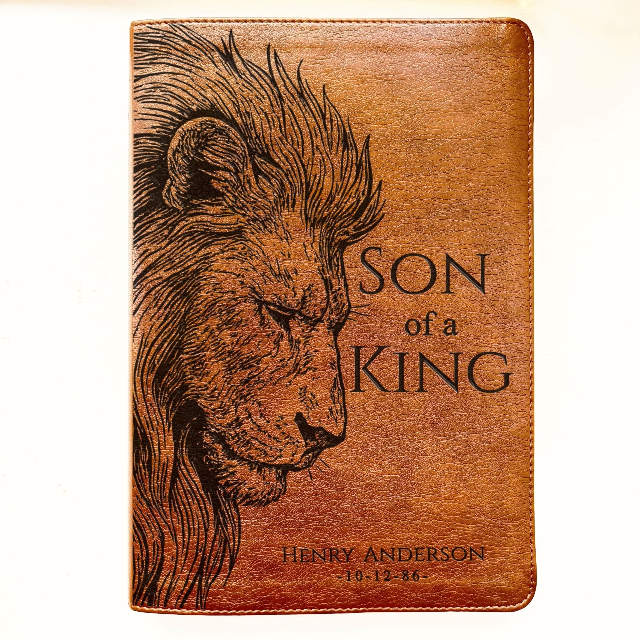 Personalized NLT Large Print Bible, Son of a King Lion Design, Custom Engraved Name, Christian Gift, Baptism Gift, Bible Gift for Him - Religious Books - Aylev