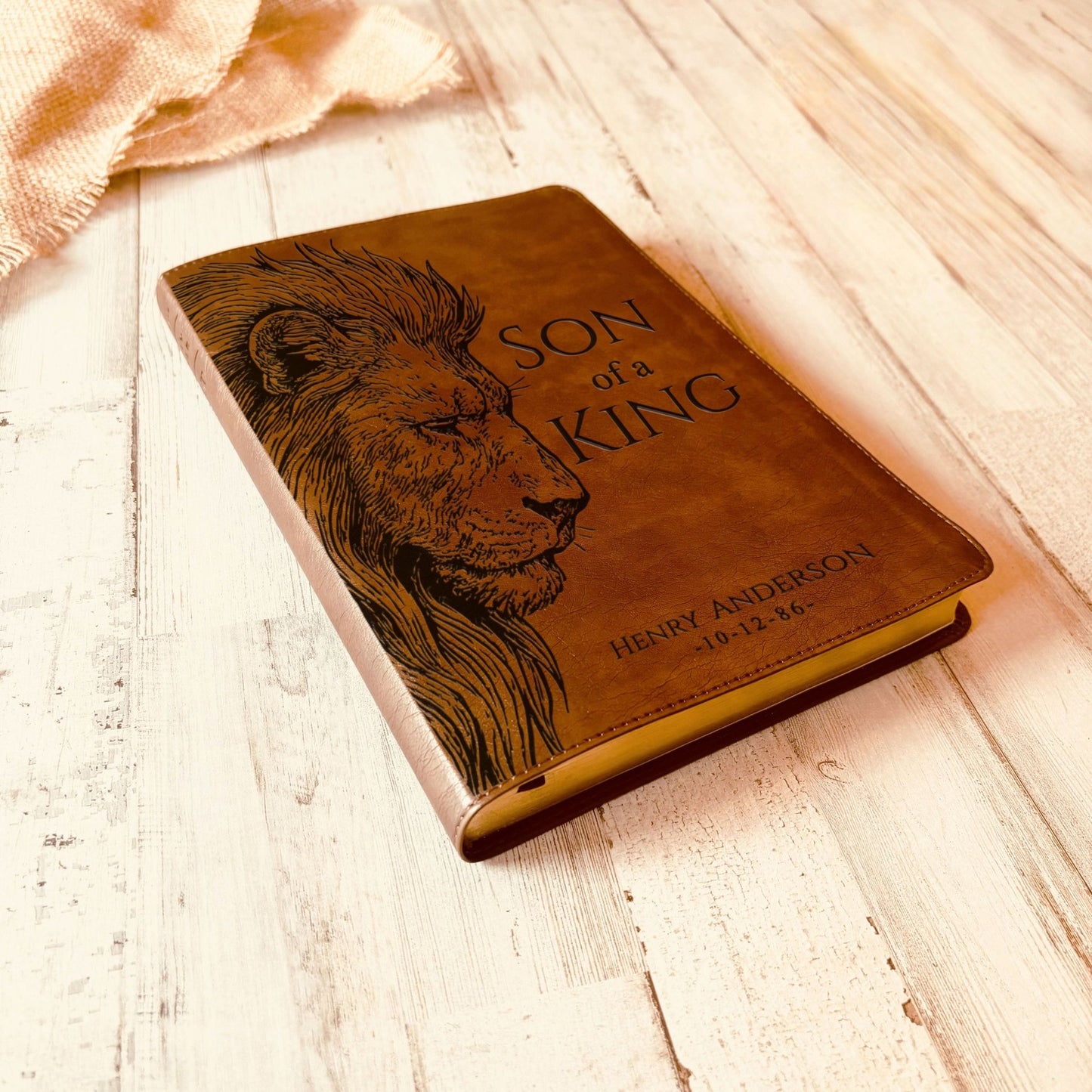 Personalized NLT Large Print Bible, Son of a King Lion Design, Custom Engraved Name, Christian Gift, Baptism Gift, Bible Gift for Him - Religious Books - Aylev