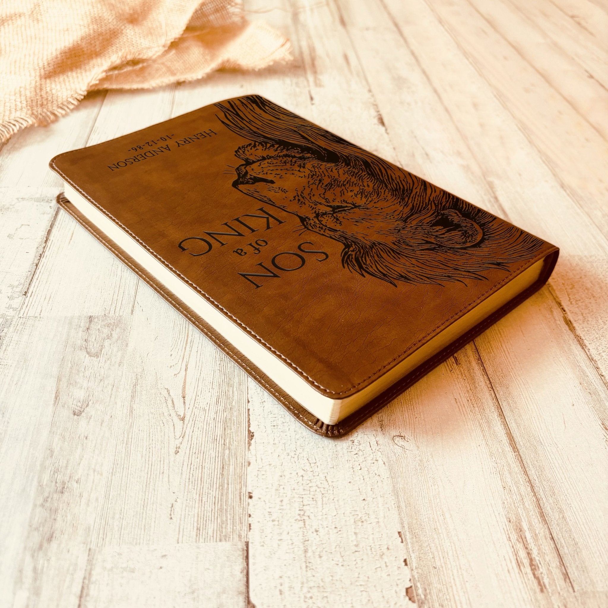 Personalized NLT Large Print Bible, Son of a King Lion Design, Custom Engraved Name, Christian Gift, Baptism Gift, Bible Gift for Him - Religious Books - Aylev