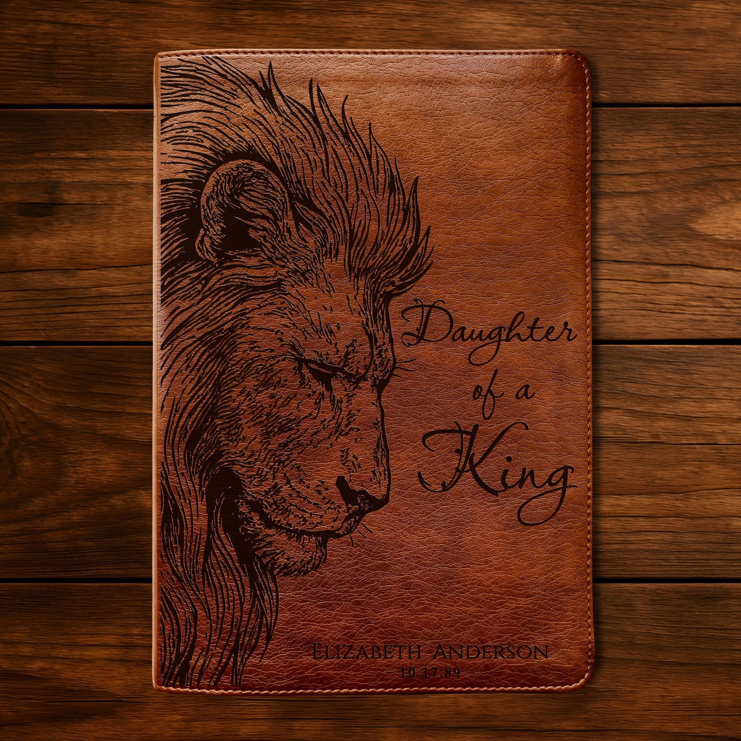 Personalized NLT Reference Bible, Daughter of a King Lion Design, Custom Engraved Name, Christian Gift, Baptism Gift, Bible Gift for Her