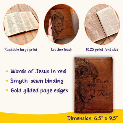 Personalized NLT Reference Bible, Daughter of a King Lion Design, Custom Engraved Name, Christian Gift, Baptism Gift, Bible Gift for Her - Religious Books - Aylev
