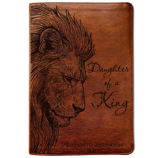 Personalized NLT Reference Bible, Daughter of a King Lion Design, Custom Engraved Name, Christian Gift, Baptism Gift, Bible Gift for Her