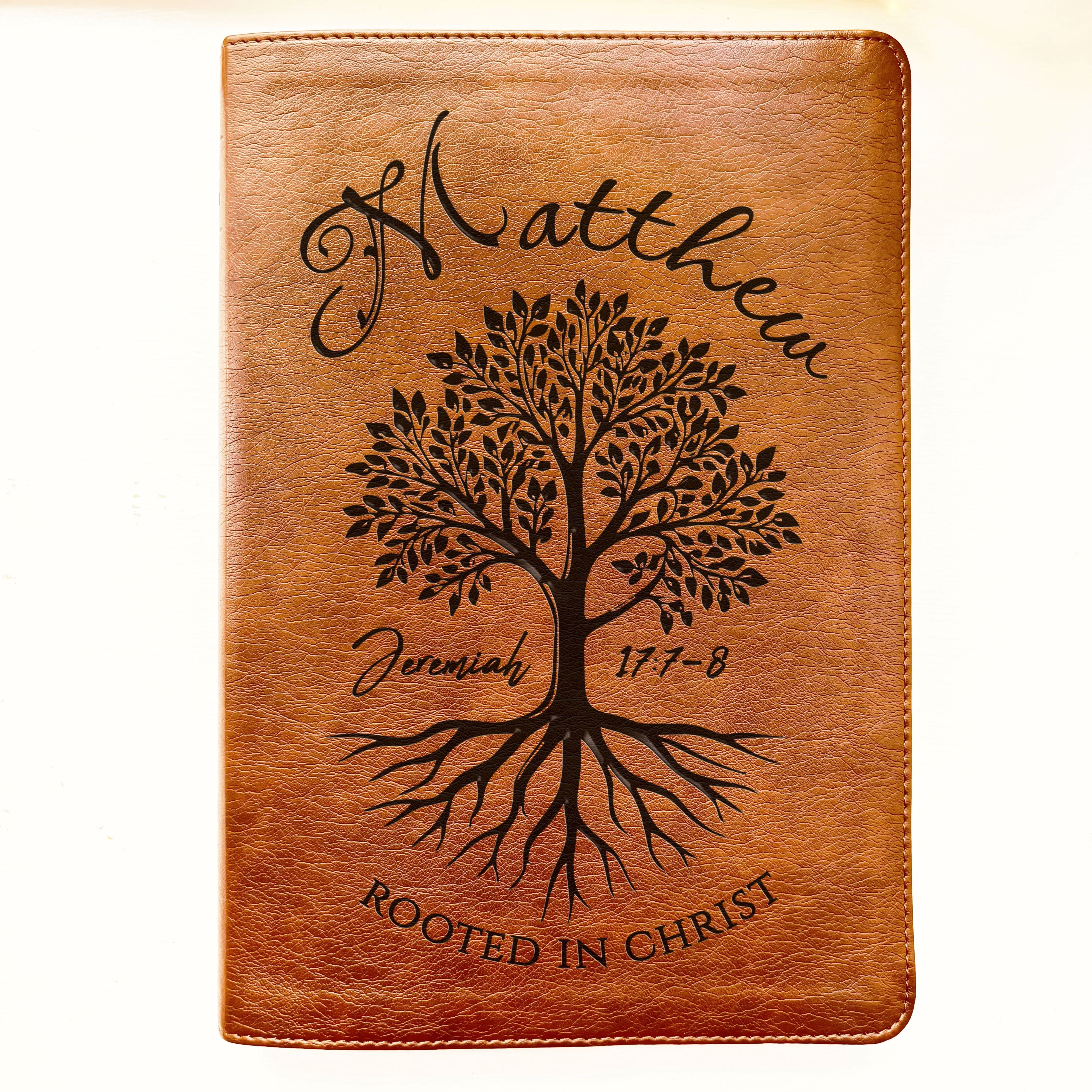 Personalized NLT Large Print Bible, Custom Engraved Name, Rooted in Christ Tree Design, Christian Gift, Bible Gifts for Her, Gifts for Him