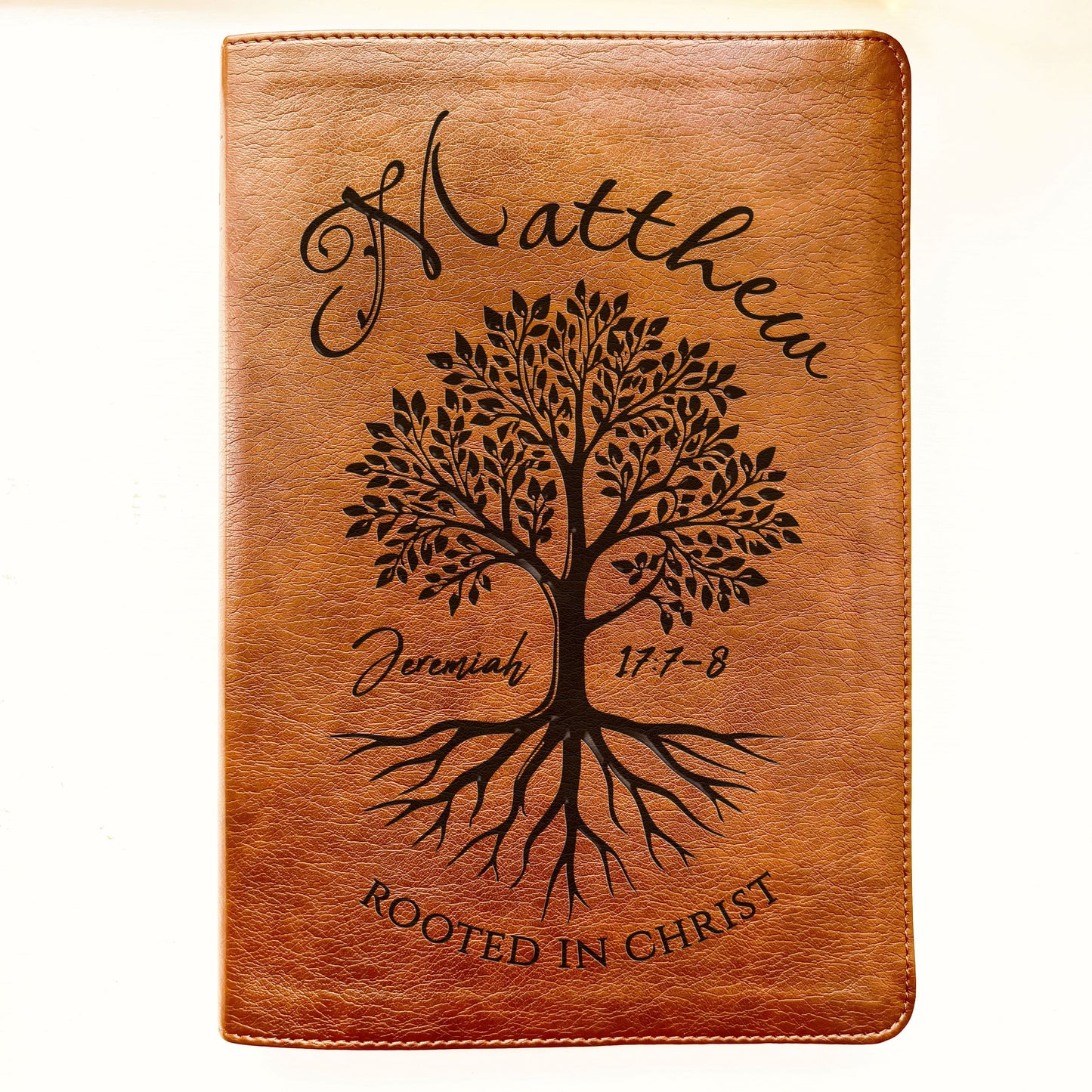 Personalized NLT Large Print Bible, Custom Engraved Name, Rooted in Christ Tree Design, Christian Gift, Bible Gifts for Her, Gifts for Him