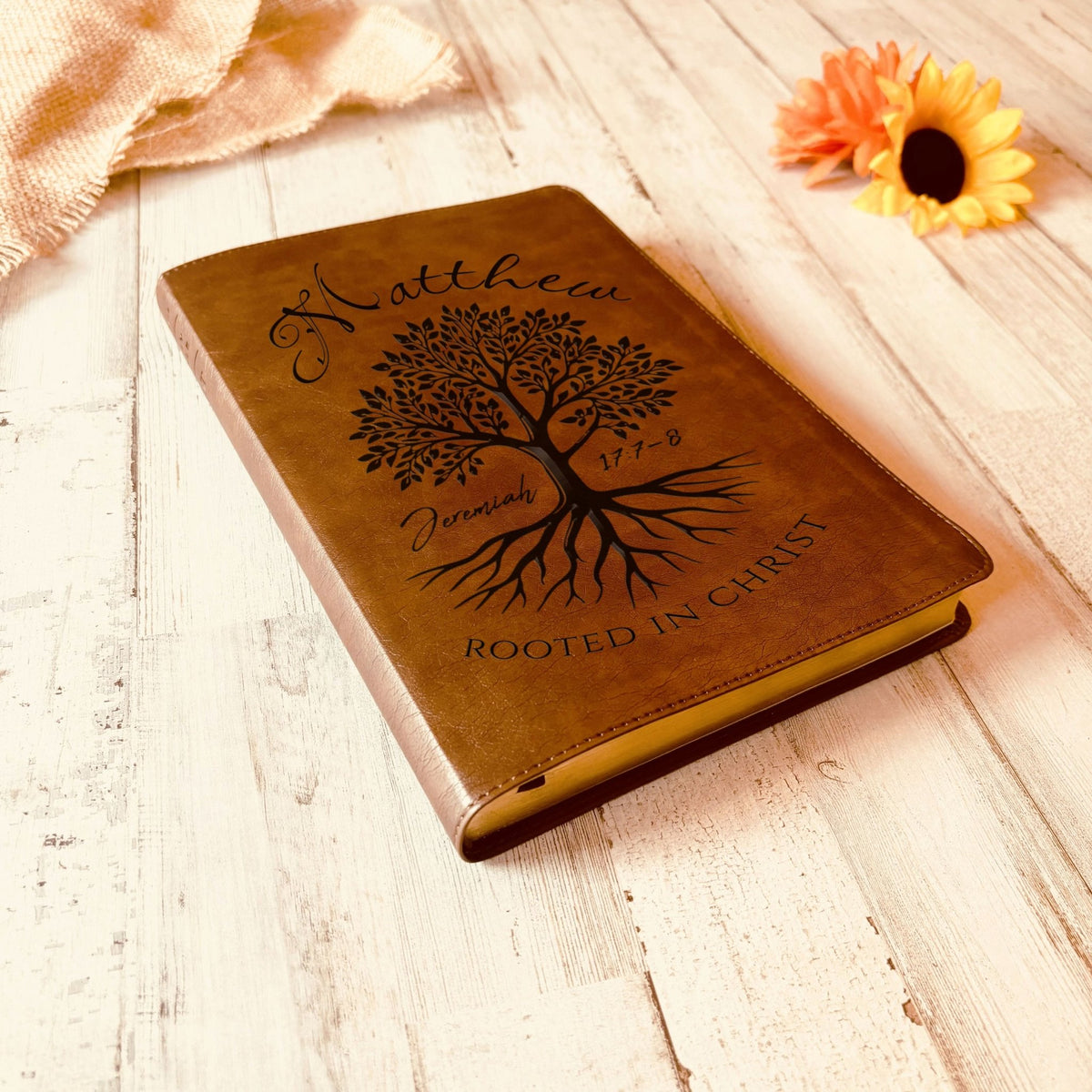 Personalized NLT Large Print Bible, Custom Engraved Name, Rooted in Christ Tree Design, Christian Gift, Bible Gifts for Her, Gifts for Him - Religious Books - Aylev