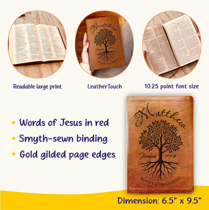 Personalized NLT Large Print Bible, Custom Engraved Name, Rooted in Christ Tree Design, Christian Gift, Bible Gifts for Her, Gifts for Him - Religious Books - Aylev