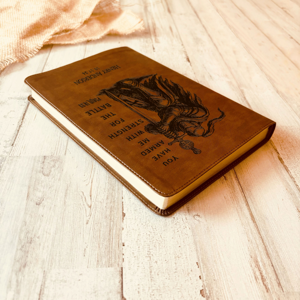 Personalized Bible for Men, NLT Reference Bible, Customized Bible Engraved Name, Knight Warrior Design, Christian Gift, Bible Gifts for Him