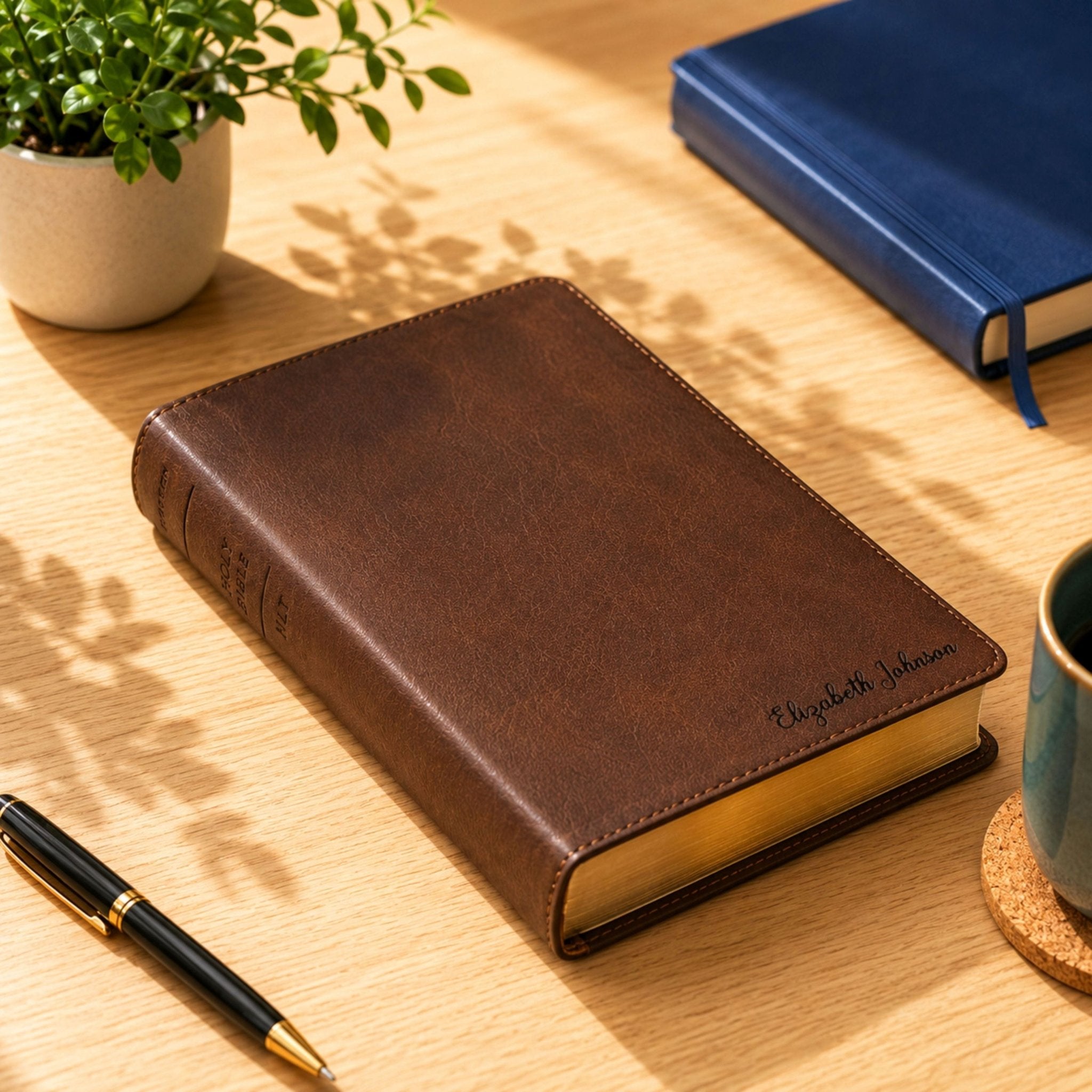 Personalized NLT Giant Print Bible, Personal Size New Living Translation, Custom Bible Engraved Name, Christian Baptism Gift for Men & Women - Religious Books - Aylev