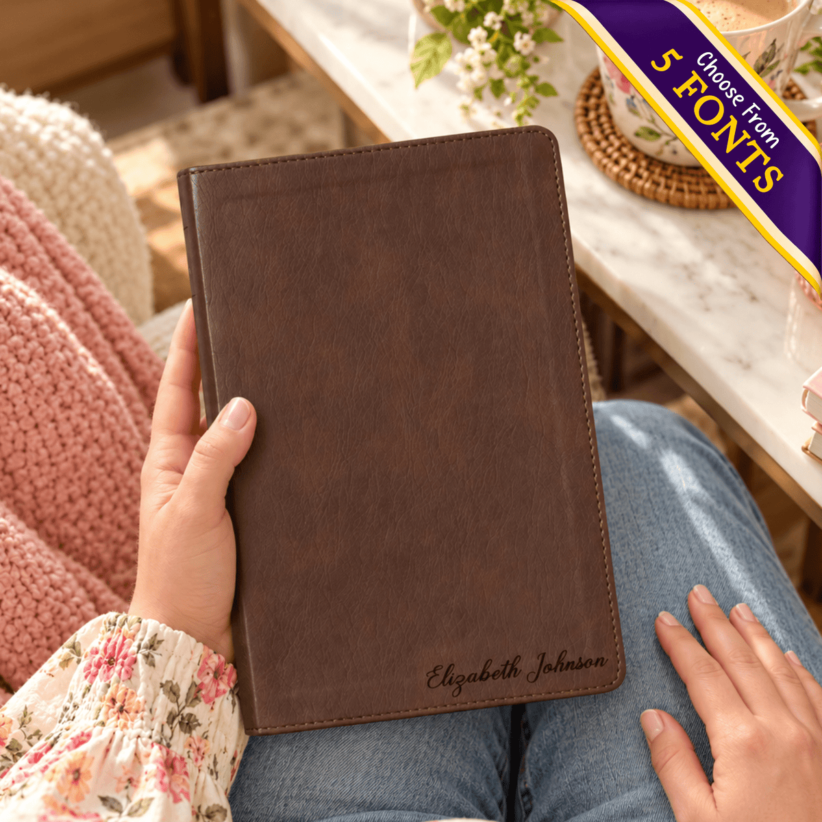 Personalized NLT Giant Print Bible, Personal Size New Living Translation, Custom Bible Engraved Name, Christian Baptism Gift for Men & Women - Religious Books - Aylev