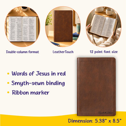 Personalized NLT Giant Print Bible, Personal Size New Living Translation, Custom Bible Engraved Name, Christian Baptism Gift for Men & Women - Religious Books - Aylev