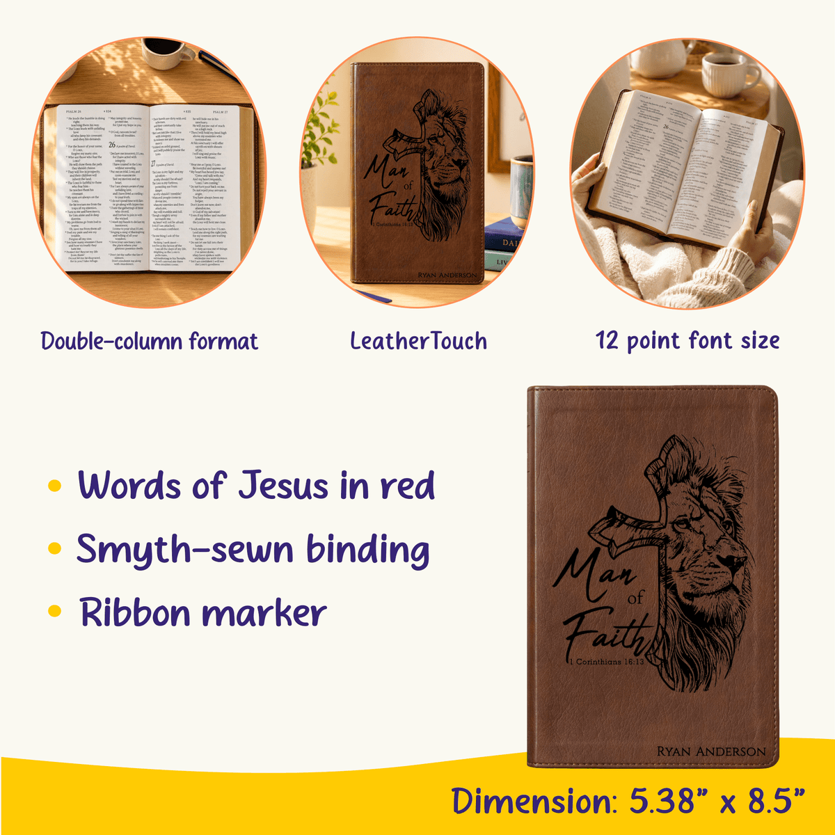 Personalized NLT Giant Print Bible, Custom Engraved Name, Filament Enabled New Living Translation, Christian Baptism Gift for men - Religious Books - Aylev