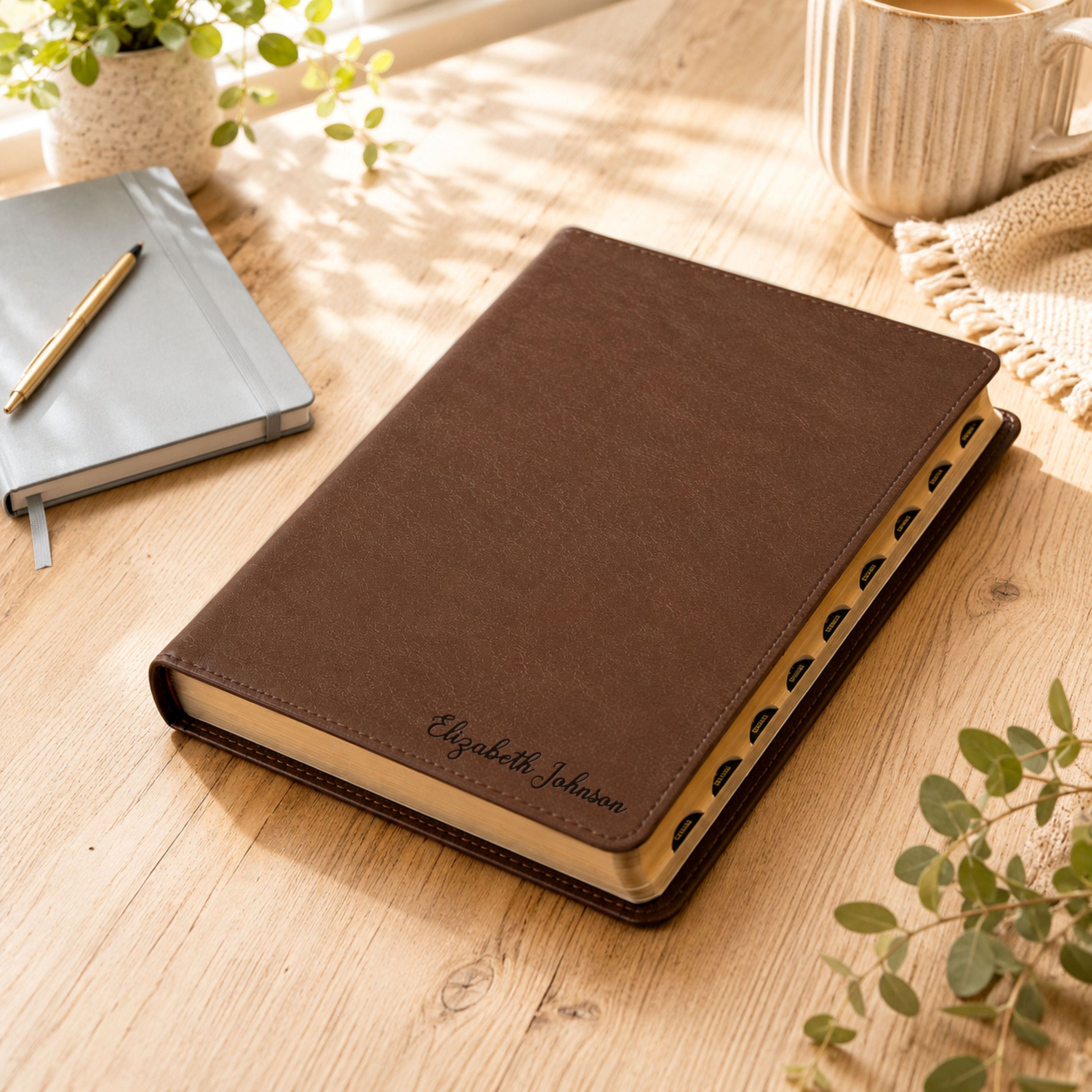 Personalized NLT Bible with Name Engraved, Large Print Thinline Reference Bible, Custom Engraved Name, Baptism Gift, Wedding Gift