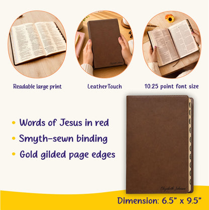Personalized NLT Bible with Name Engraved, Large Print Thinline Reference Bible, Custom Engraved Name, Baptism Gift, Wedding Gift - Religious Books - Aylev