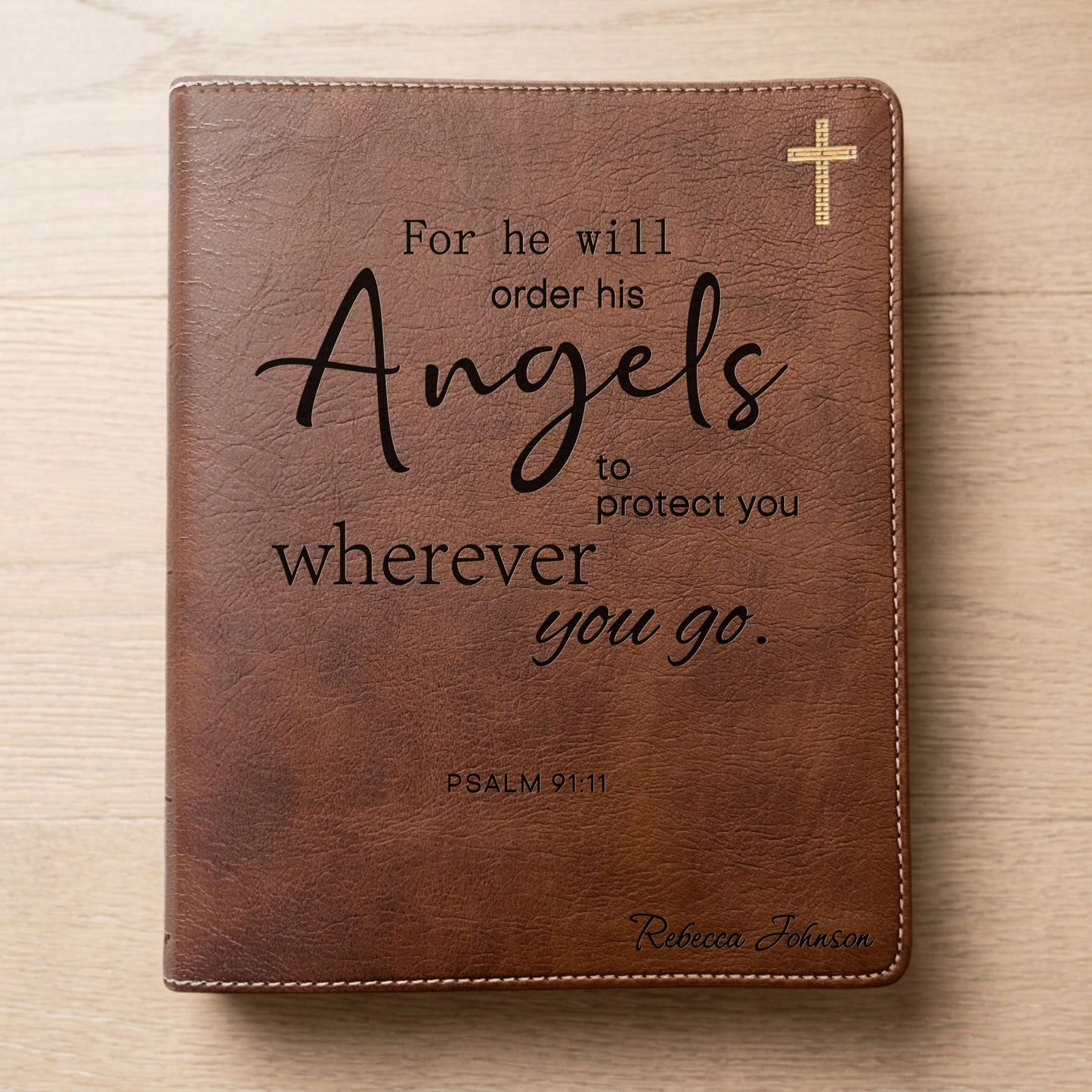Personalized NIV Journaling Bible, Wide Margin Red Letter Edition, Psalm 91:11 Design, Custom Engraved Name, Christian Gift, Baptism Gift - Religious Books - Aylev