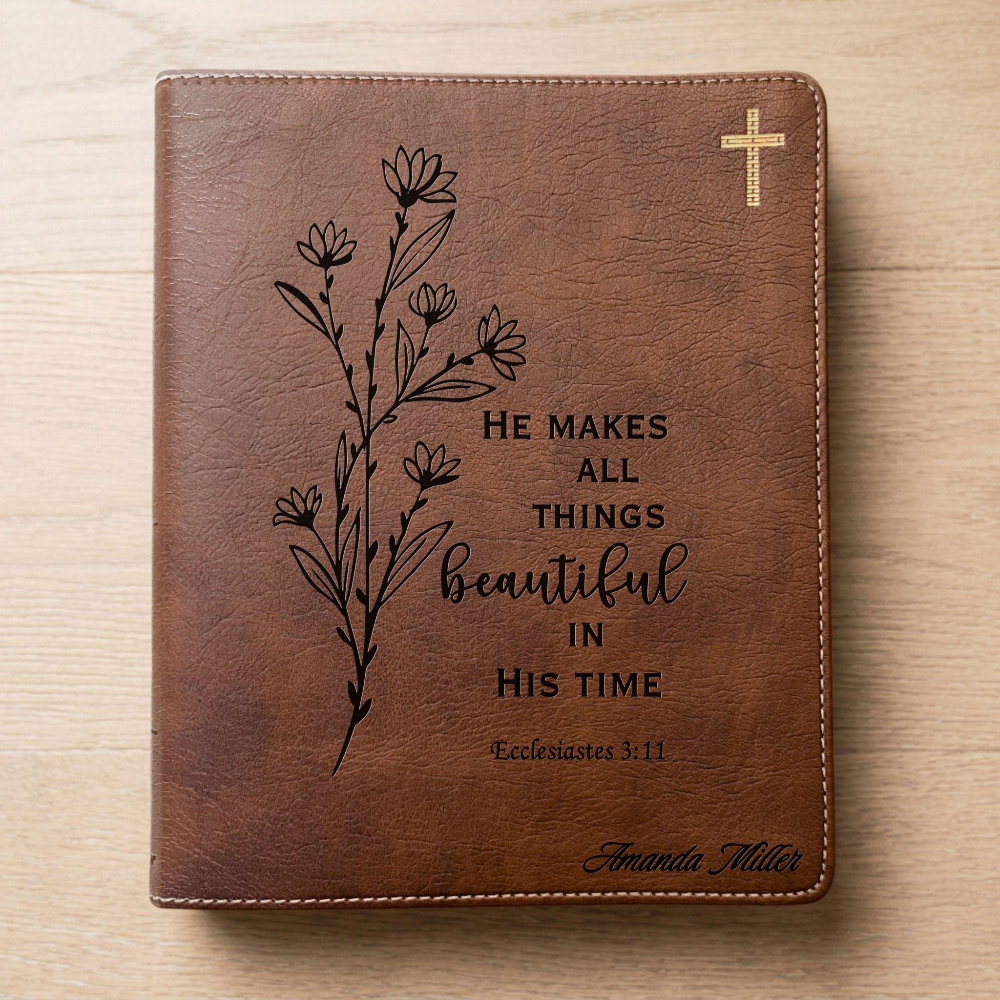 Personalized NIV Journaling Bible, Wide - Margin Red Letter Edition, Floral Design, Custom Engraved Name, Christian & Baptism Gift for women - Religious Books - Aylev