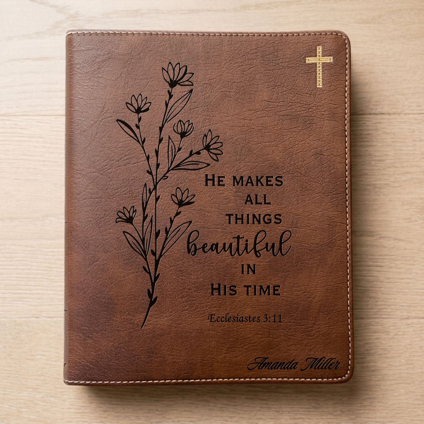 Personalized NIV Journaling Bible, Wide - Margin Red Letter Edition, Floral Design, Custom Engraved Name, Christian & Baptism Gift for women - Religious Books - Aylev