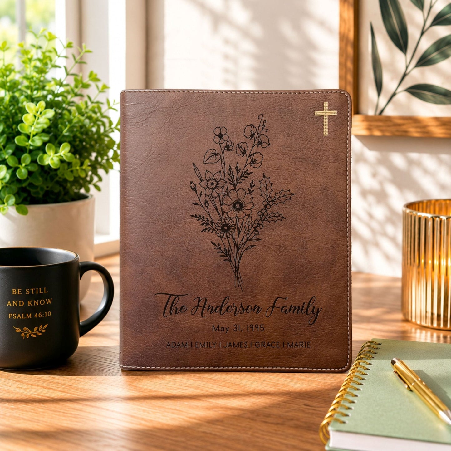 Personalized Family Bible, Birth Flower Bouquet, NIV Journaling, Wide Margin, Custom Engraved Bible, Wedding Guest Book, Wedding Gift - Religious Books - Aylev