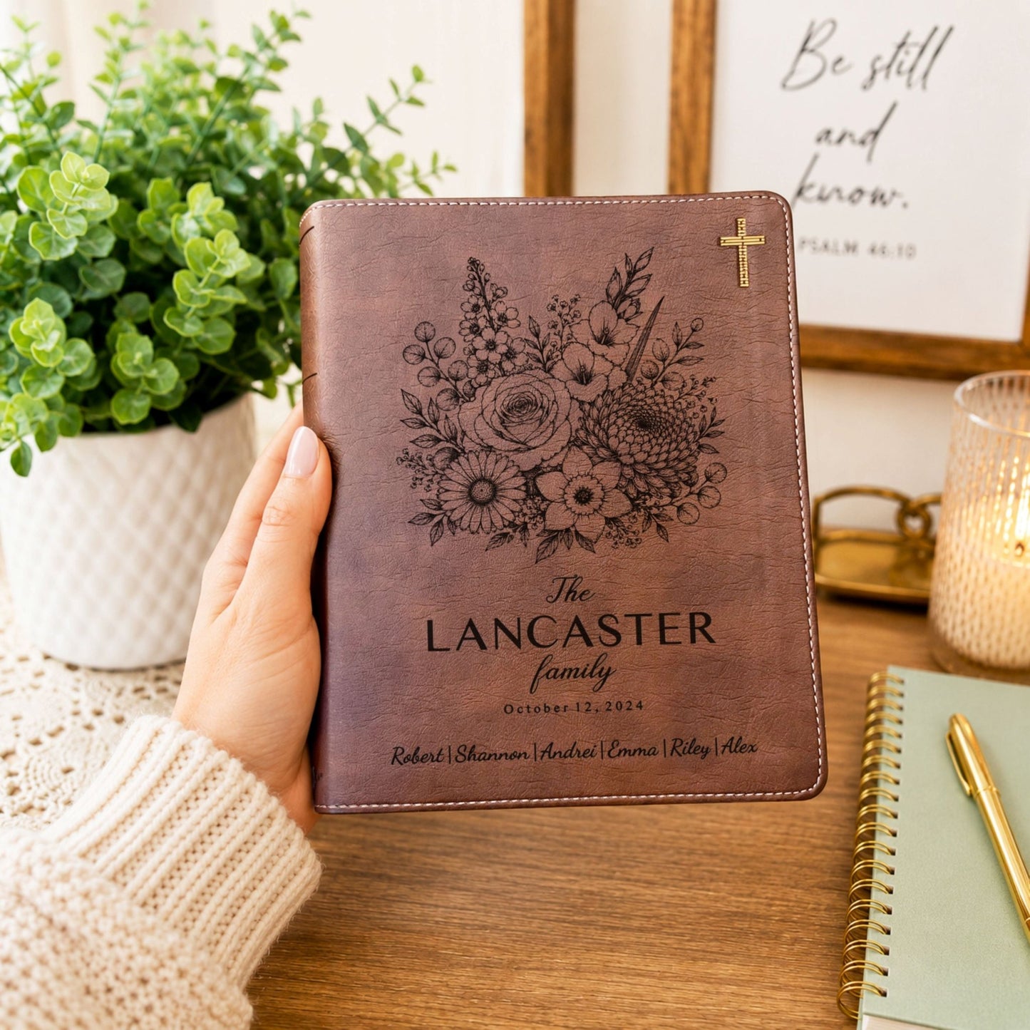 Personalized Family Bible, Birth Flower Bouquet, NIV Journaling, Wide Margin, Custom Engraved Bible, Wedding Guest Book, Wedding Gift - Religious Books - Aylev