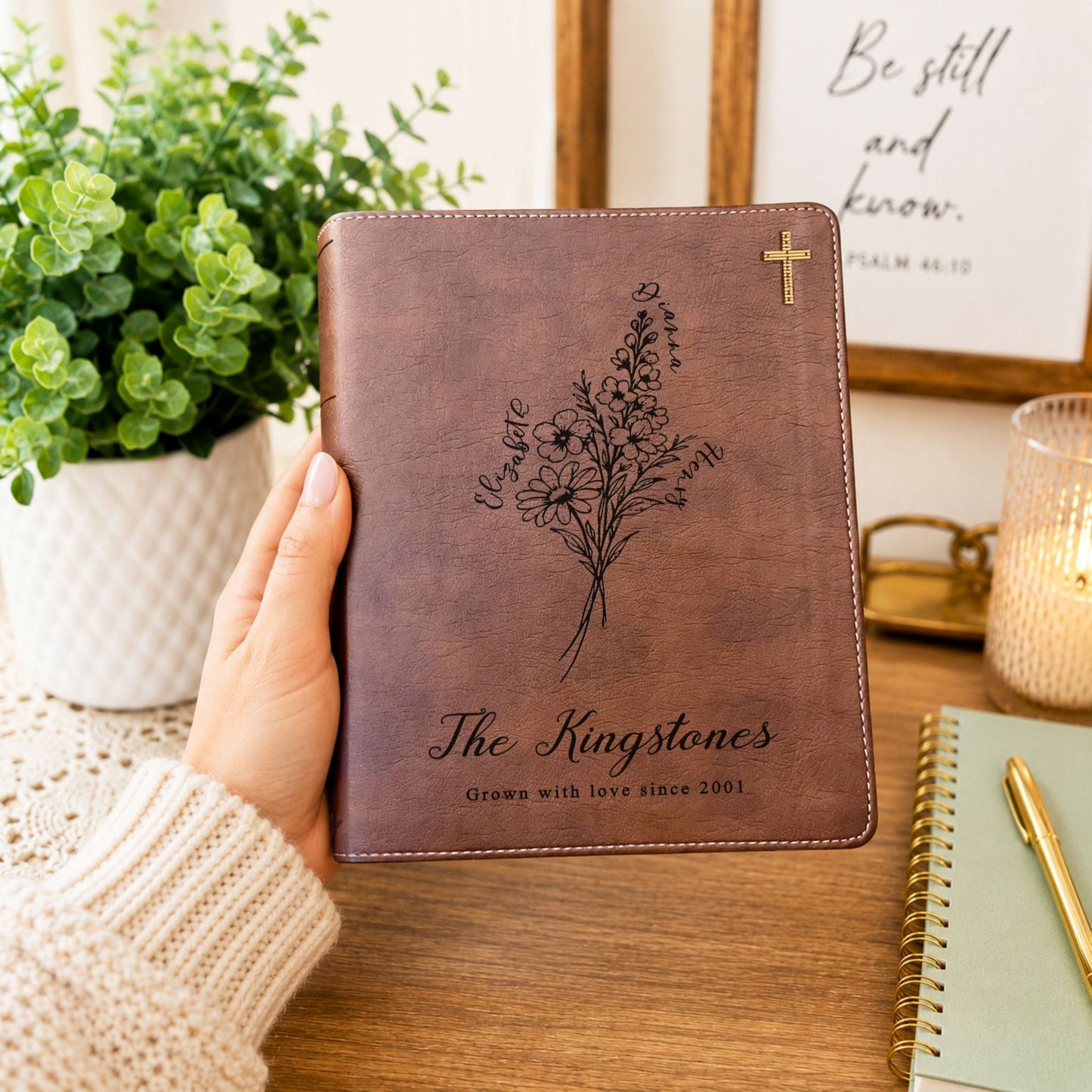 Personalized Family Bible, Birth Flower Bouquet, NIV Journaling, Wide Margin, Custom Engraved Bible, Wedding Guest Book, Wedding Gift - Religious Books - Aylev