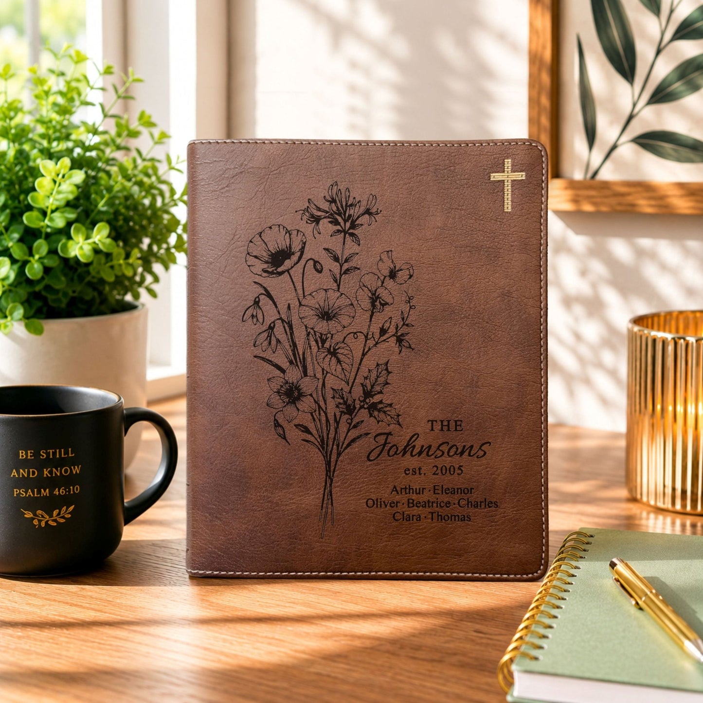 Personalized Family Bible, Birth Flower Bouquet, NIV Journaling, Wide Margin, Custom Engraved Bible, Wedding Guest Book, Wedding Gift - Religious Books - Aylev