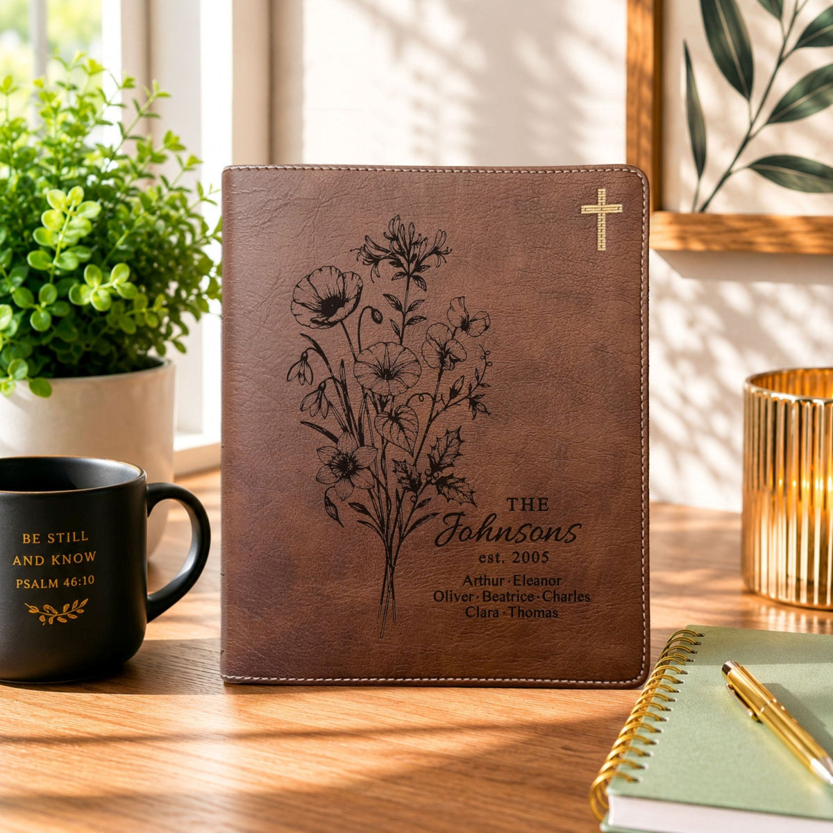 Personalized Family Bible, Birth Flower Bouquet, NIV Journaling, Wide Margin, Custom Engraved Bible, Wedding Guest Book, Wedding Gift - Religious Books - Aylev